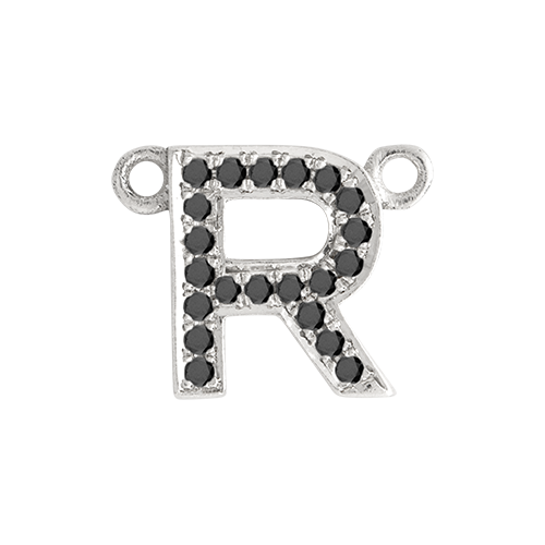 Black Diamond + 14k White Gold Letter Charm
