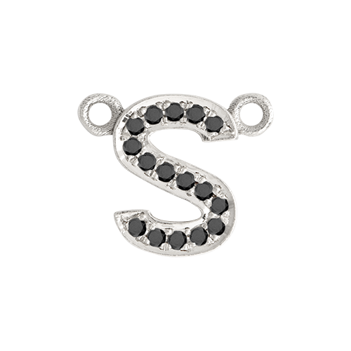 Black Diamond + 14k White Gold Letter Charm