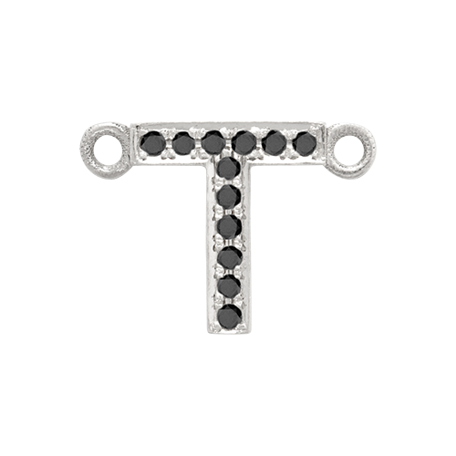 Black Diamond + 14k White Gold Letter Charm