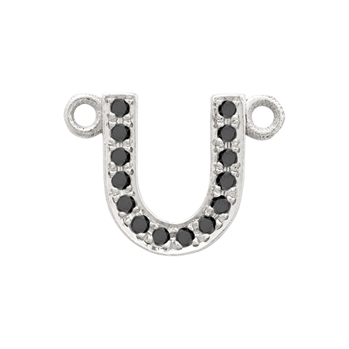 Black Diamond + 14k White Gold Letter Charm