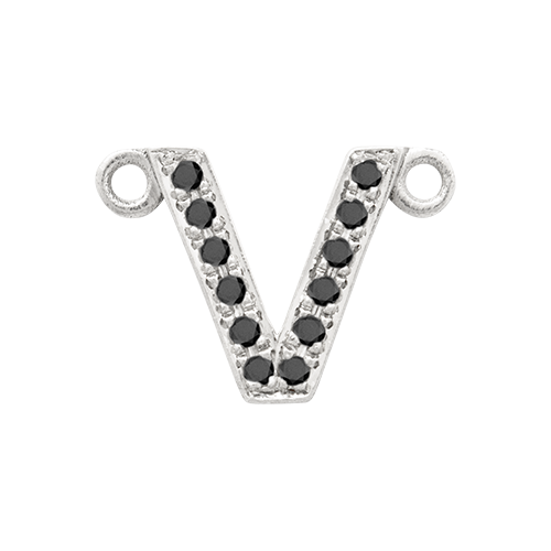 Black Diamond + 14k White Gold Letter Charm