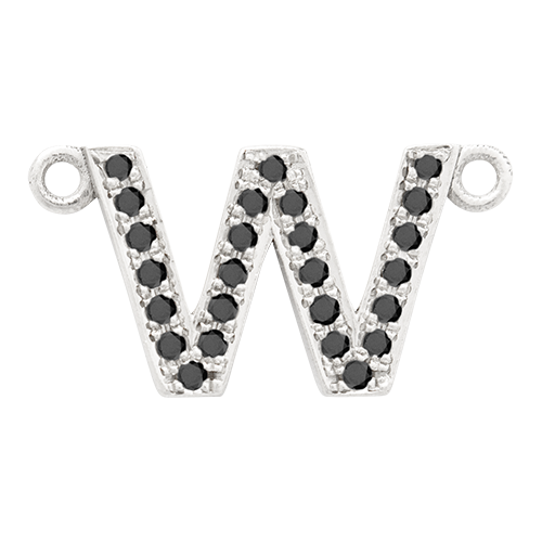 Black Diamond + 14k White Gold Letter Charm