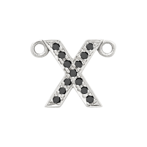 Black Diamond + 14k White Gold Letter Charm
