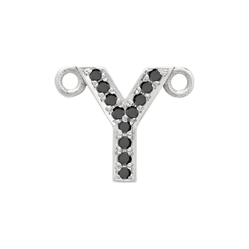 Black Diamond + 14k White Gold Letter Charm