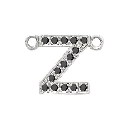 Black Diamond + 14k White Gold Letter Charm