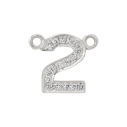 White Diamond + 14k White Gold Number Charm
