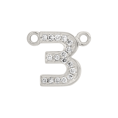White Diamond + 14k White Gold Number Charm