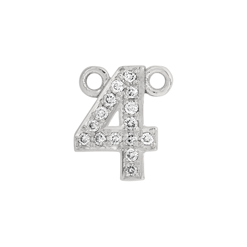 White Diamond + 14k White Gold Number Charm