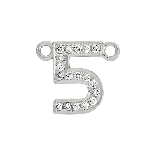 White Diamond + 14k White Gold Number Charm