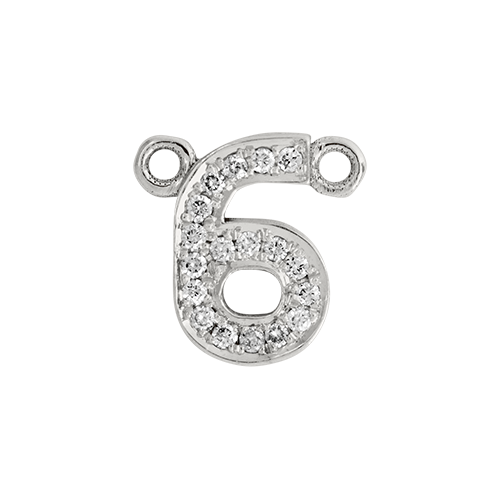 White Diamond + 14k White Gold Number Charm