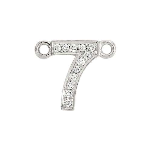 White Diamond + 14k White Gold Number Charm