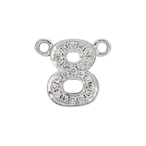 White Diamond + 14k White Gold Number Charm