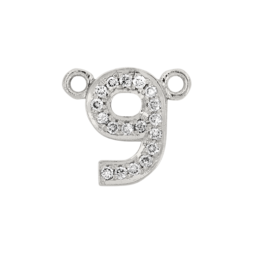 White Diamond + 14k White Gold Number Charm