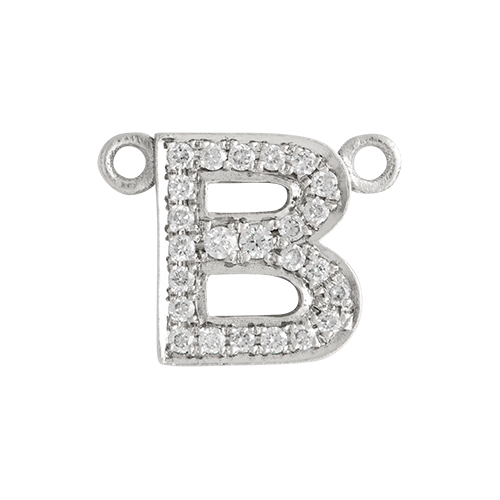 White Diamond + 14k White Gold Letter Charm