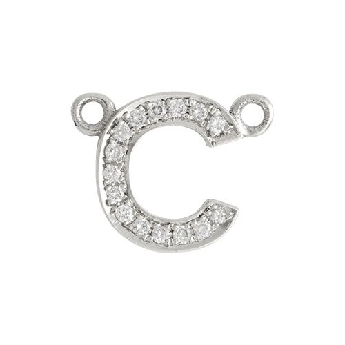 White Diamond + 14k White Gold Letter Charm