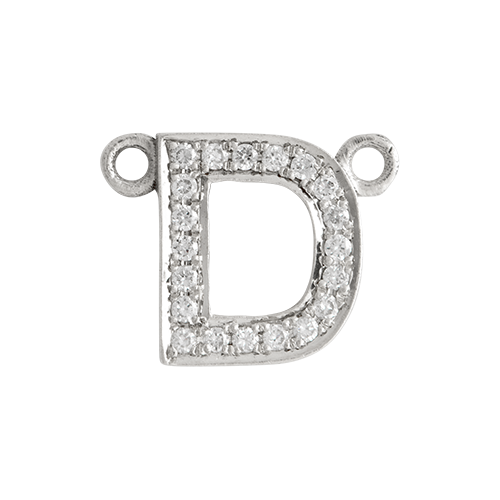 White Diamond + 14k White Gold Letter Charm