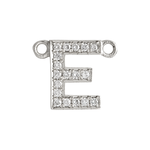 White Diamond + 14k White Gold Letter Charm
