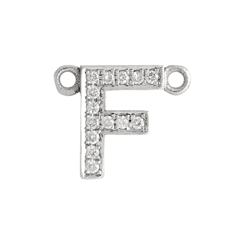 White Diamond + 14k White Gold Letter Charm