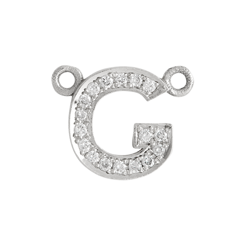 White Diamond + 14k White Gold Letter Charm