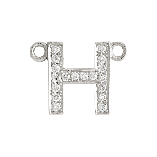 White Diamond + 14k White Gold Letter Charm