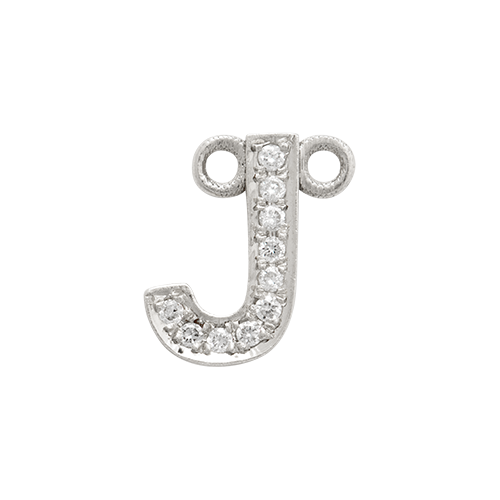White Diamond + 14k White Gold Letter Charm