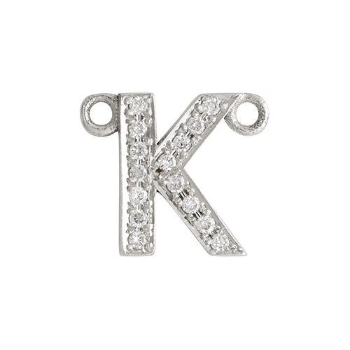 White Diamond + 14k White Gold Letter Charm