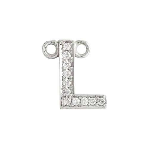 White Diamond + 14k White Gold Letter Charm