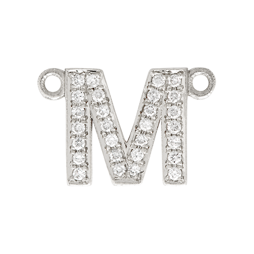 White Diamond + 14k White Gold Letter Charm