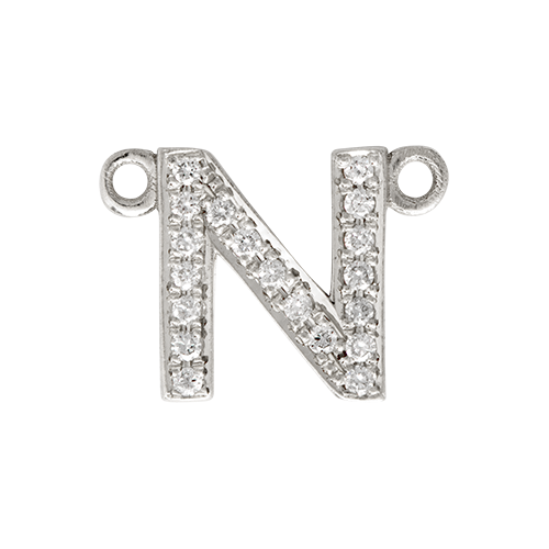 White Diamond + 14k White Gold Letter Charm
