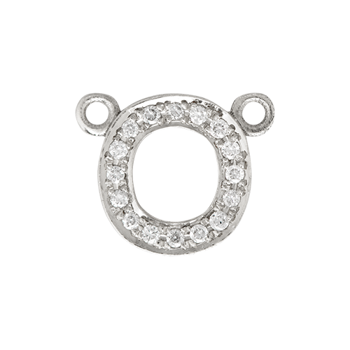 White Diamond + 14k White Gold Letter Charm