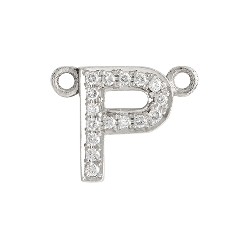 White Diamond + 14k White Gold Letter Charm