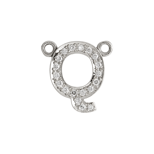 White Diamond + 14k White Gold Letter Charm