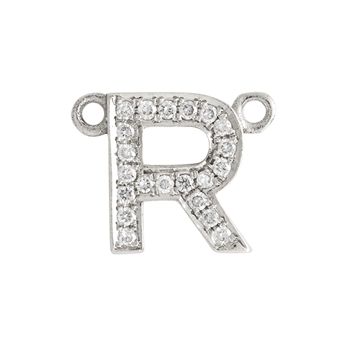 White Diamond + 14k White Gold Letter Charm