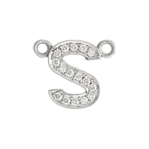 White Diamond + 14k White Gold Letter Charm