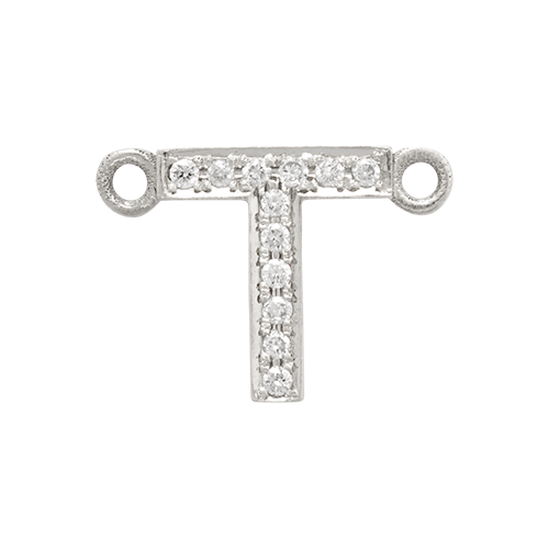 White Diamond + 14k White Gold Letter Charm
