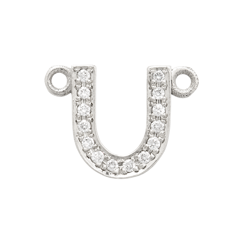 White Diamond + 14k White Gold Letter Charm