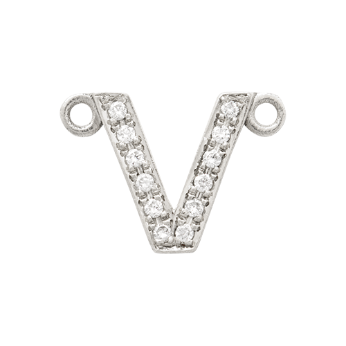 White Diamond + 14k White Gold Letter Charm