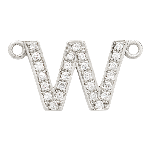 White Diamond + 14k White Gold Letter Charm