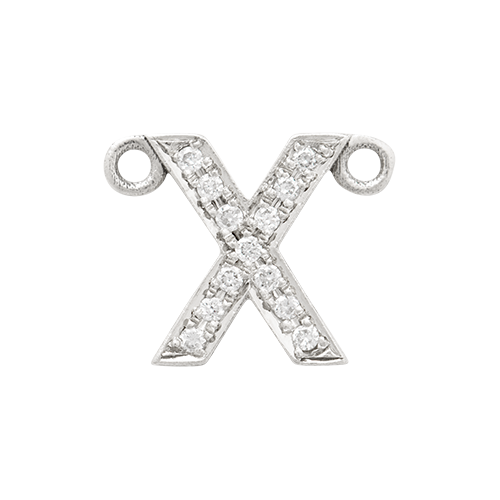 White Diamond + 14k White Gold Letter Charm
