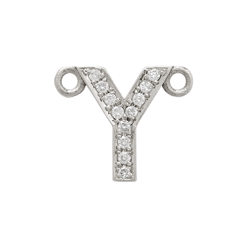 White Diamond + 14k White Gold Letter Charm
