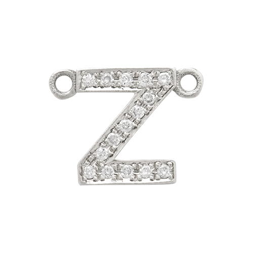 White Diamond + 14k White Gold Letter Charm