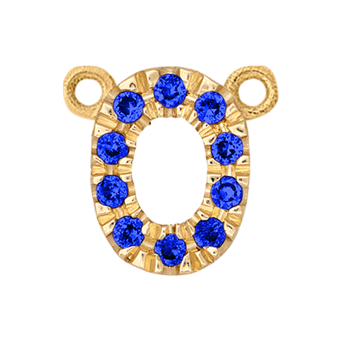 Blue Sapphire + 14k Yellow Gold Number Charm