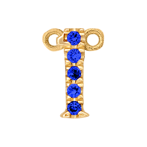 Blue Sapphire + 14k Yellow Gold Number Charm