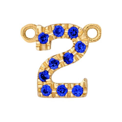 Blue Sapphire + 14k Yellow Gold Number Charm