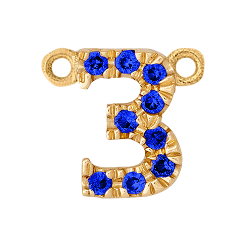 Blue Sapphire + 14k Yellow Gold Number Charm