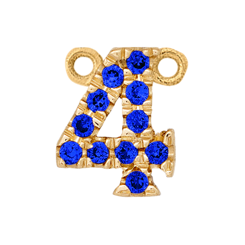Blue Sapphire + 14k Yellow Gold Number Charm