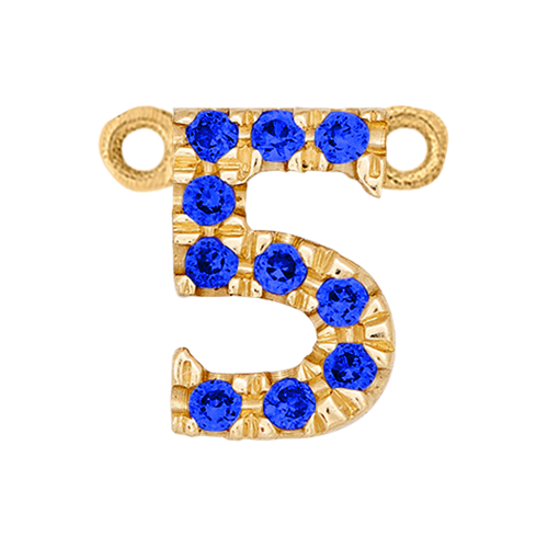 Blue Sapphire + 14k Yellow Gold Number Charm
