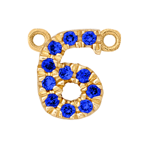 Blue Sapphire + 14k Yellow Gold Number Charm