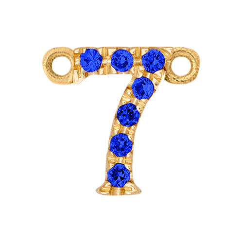 Blue Sapphire + 14k Yellow Gold Number Charm