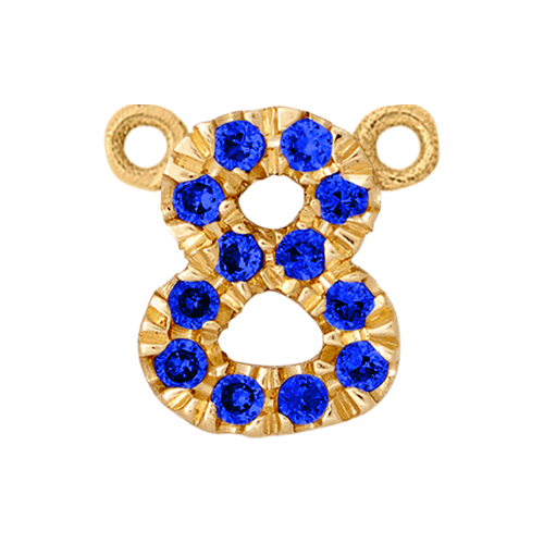 Blue Sapphire + 14k Yellow Gold Number Charm